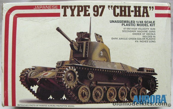 Aurora 1/48 Japanese Type 97 Chi-Ha Medium Tank - with Army or Navy Decals, 073 plastic model kit